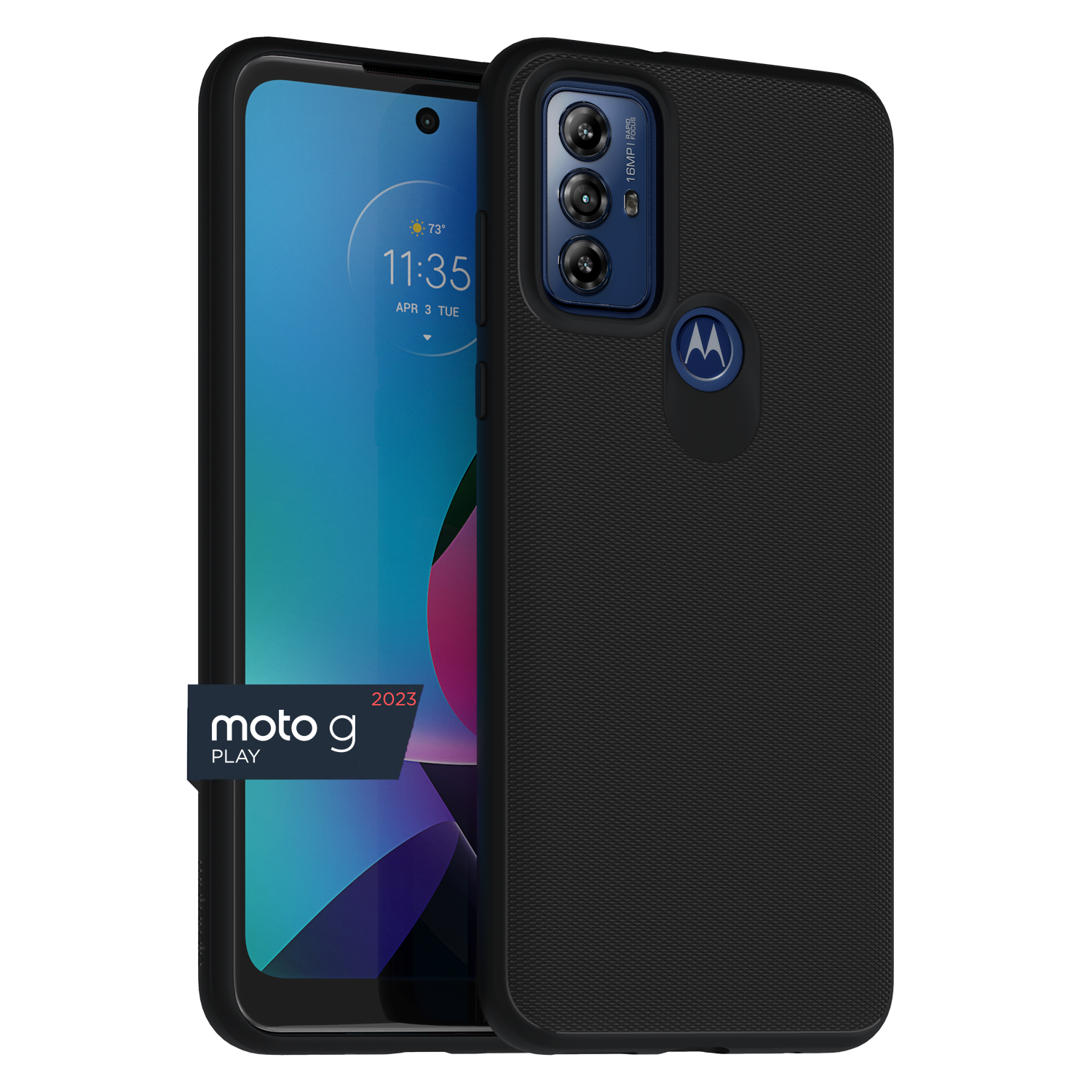 Motorola Moto G Play (2023) Textured Protective Case- Black  Motorola  Chargers